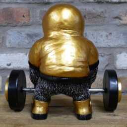 Resin Gorilla Figurine - Weightlifting Monkey Ornament, Fitness Decor Statue - thumbnail 3