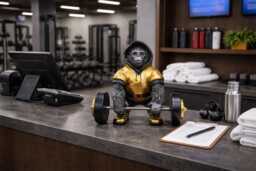 Resin Gorilla Figurine - Weightlifting Monkey Ornament, Fitness Decor Statue