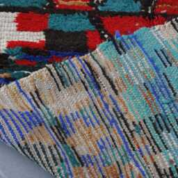 Moroccan Boucherouite Runner Rug Colorful Berber Hallway Carpet, 8.2x2.7 Ft - thumbnail 4