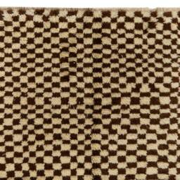 Checkered Design Brown & Beige Tulu Rug, Medium Wool Pile Handmade in Custom Sizes - thumbnail 2