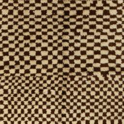 Checkered Design Brown & Beige Tulu Rug, Medium Wool Pile Handmade in Custom Sizes - thumbnail 4