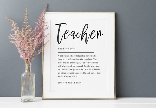 Teacher Definition Wall Art Print, Personalised Gift, End Of Year Gifts For Teachers, Graduation Lockdown Gift - N12 - image 1