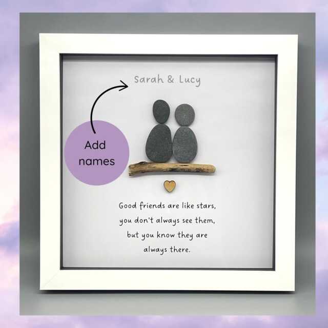 Personalised Best Friend Pebble People Art Friendship Gift Frame