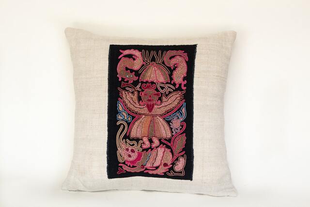 Hand Embroidered Mythic Angel Pillow - image 1