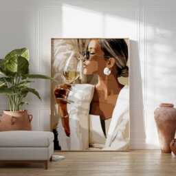 Glamour Wall Art - Fashion Poster Wine Print Chic Woman Illustration Modern Aesthetic Decor Luxury - thumbnail 2