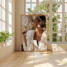 Glamour Wall Art - Fashion Poster Wine Print Chic Woman Illustration Modern Aesthetic Decor Luxury - thumbnail 3