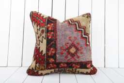 18x18 Vintage Kilim Pillow Cover Turkish Oriental Wool Throw - thumbnail 1