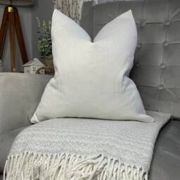 Herringbone Design - Countryside Home Decor/Decorative Cushion Cover, Throw Pillow Ivory & Soft Blanket Fabric , Worldwide Shipping - thumbnail 1