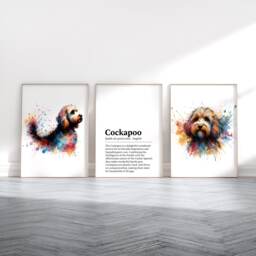 Cockapoo Dog Prints - Set Of 3 Posters - Watercolour Definition Wall Art Colourful Painting Room Decor Dogs Artwork Gift Pet - thumbnail 1