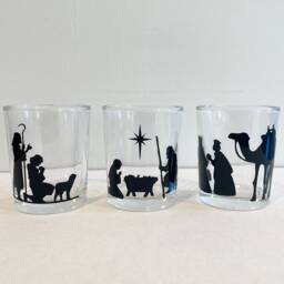 Nativity Scene Votive Candle Holders - Frosted Glass Set Of 3 - thumbnail 2