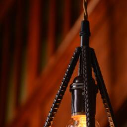 Pendant Light Hand Bent Rebar, Choice Of Metal Finish - thumbnail 2
