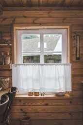 Off-White Linen Cafe Curtain - Soft & Elegant Natural Window Treatment For Kitchen, Bathroom, Or Living Room, Light Filtering Curtain - thumbnail 1