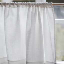 Off-White Linen Cafe Curtain - Soft & Elegant Natural Window Treatment For Kitchen, Bathroom, Or Living Room, Light Filtering Curtain - thumbnail 3