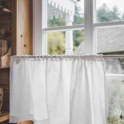 Off-White Linen Cafe Curtain - Soft & Elegant Natural Window Treatment For Kitchen, Bathroom, Or Living Room, Light Filtering Curtain - thumbnail 2