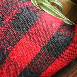 40cm - 16Inch Handwoven Kilim Pillow Cover - Red & Black Check 1 - thumbnail 3