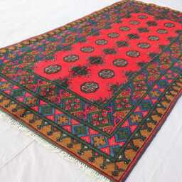 3x6 Ft Multicolor Bukhara Rug, Afghan Handmade Wool Natural Veg Dyes Turkmen Traditional Area Oriental Kitchen, Bedroom Rug - thumbnail 2
