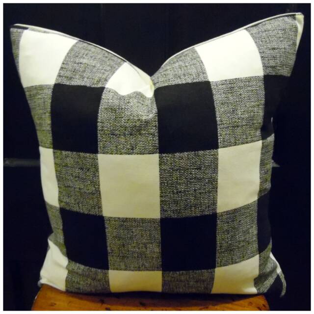 Macon Black & Cream Buffalo Check.toss Pillows.throw Pillows.slipcovers.pillow Covers.farmhouse - image 1