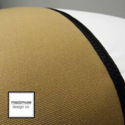 Pair Of Brass & White Sunbrella Outdoor Pillow Covers Modern Color Block, Black Trim - thumbnail 3