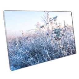 Frosty Winter Meadow Canvas Wall Art Print For Home Office Decor - thumbnail 1