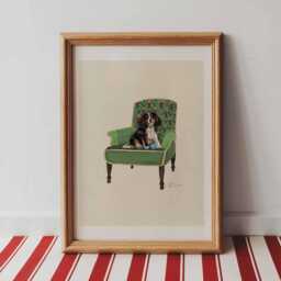 Tri-Colour Cavalier King Charles Spaniel Print - Dogs On Chairs Collection 5x7/A5 A4 A3 - thumbnail 1