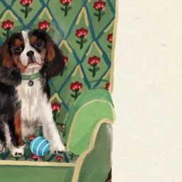 Tri-Colour Cavalier King Charles Spaniel Print - Dogs On Chairs Collection 5x7/A5 A4 A3 - thumbnail 3
