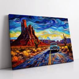 Route 66 Usa Sunset Abstract Modern American Painting Wall Art Framed Canvas La Poster Print Home/Office Room Decor, Gifts - thumbnail 2