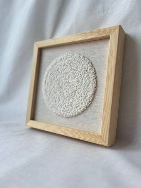 Framed Wabi Sabi Textile Art White Zen Meditation Wall Hanging - image 1