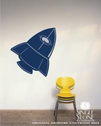 Nursery Rocket Spaceship Wall Decal - Vinyl Art Sticker Custom Home Decor - thumbnail 1