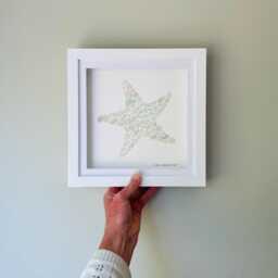 Cornish Sea Glass Starfish Picture Framed Coastal Wall Art Beach House Decor Handmade in Cornwall - thumbnail 2