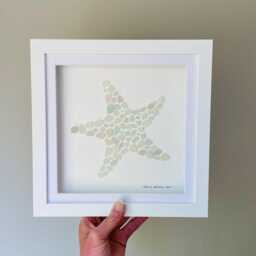 Cornish Sea Glass Starfish Picture Framed Coastal Wall Art Beach House Decor Handmade in Cornwall - thumbnail 2