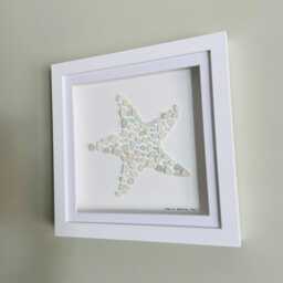 Cornish Sea Glass Starfish Picture Framed Coastal Wall Art Beach House Decor Handmade in Cornwall - thumbnail 4