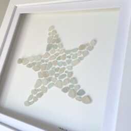 Cornish Sea Glass Starfish Picture Framed Coastal Wall Art Beach House Decor Handmade in Cornwall - thumbnail 3