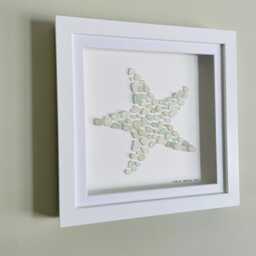 Cornish Sea Glass Starfish Picture Framed Coastal Wall Art Beach House Decor Handmade in Cornwall - thumbnail 4