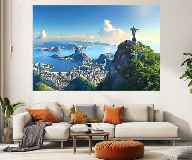 Rio De Janeiro Canvas Print, Large Skyline, Brazil, Christ The Redeemer, Wall Art, Poster, Framed & Ready To Hang - image 1