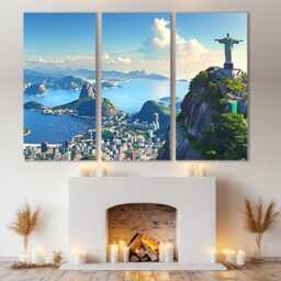Rio De Janeiro Canvas Print, Large Skyline, Brazil, Christ The Redeemer, Wall Art, Poster, Framed & Ready To Hang - thumbnail 3