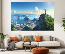 Rio De Janeiro Canvas Print, Large Skyline, Brazil, Christ The Redeemer, Wall Art, Poster, Framed & Ready To Hang - thumbnail 1