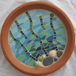 Mosaic Birdbath, Approx 28cm Diameter, Waterproof Materials, Ready For The Birds in Your Garden - - thumbnail 4