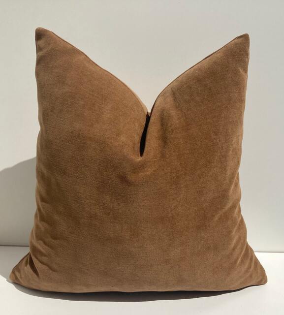 Camel Brown Chenille Pillowcase, Throw Pillow, Bedroom Cushion, Decorative Cushion Cover, 20x20 - image 1