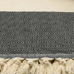 "Black Diamond Blanket, 200cmx240cm, Throw Blanket, Turkish Bedspread, Beach Throw, 79""x95" - thumbnail 4