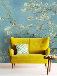 Blossom Almond Tree Wall Mural, Art Wallpaper, D??cor in Teal & White, Nursery Room D??cor, Van Gogh Art, Wallpaper - thumbnail 2