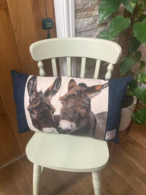 Handmade Harris Tweed Donkey Cushion Cover, Country Home Decor - image 1