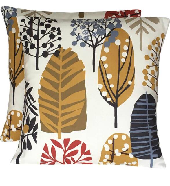 2 X Clarke & Trad Indig Blue Cranberry Red Grey Cushion Covers 16 - image 1
