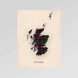 Clan Guthrie Scottish Tartan Map - Of Scotland Family Wall Decor, Ready To Hang - thumbnail 2