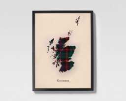 Clan Guthrie Scottish Tartan Map - Of Scotland Family Wall Decor, Ready To Hang - thumbnail 1