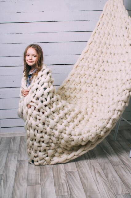 Chunky Knit Blanket, Christmas Knitted Knitted Throw, Throw Blanket Wool Merino Knits, Chunky Knits - image 1