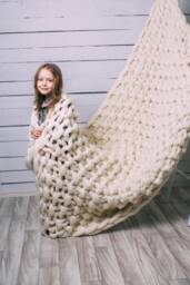 Chunky Knit Blanket, Christmas Knitted Knitted Throw, Throw Blanket Wool Merino Knits, Chunky Knits - thumbnail 1
