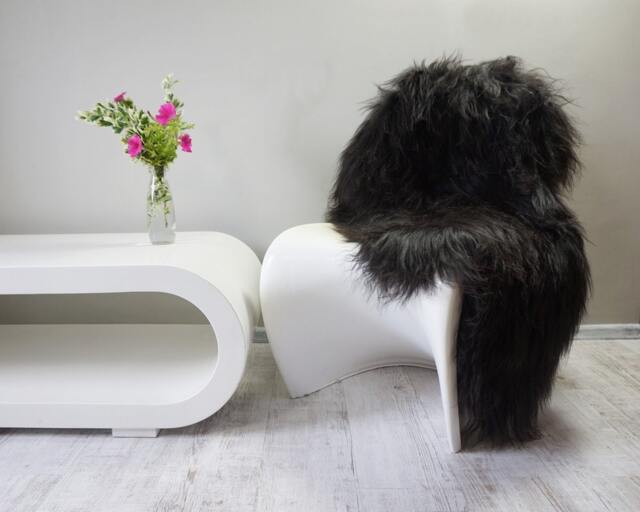 "Giant Black Icelandic Sheepskin Rug, Genuine Leather Throw - 48"" X 30" - image 1