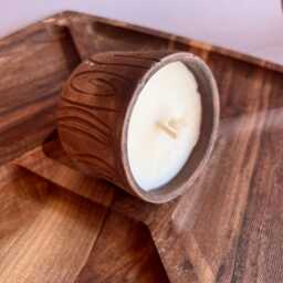 Rustic Ceramic Candle Holder, Textured Minimalist Home Decor - thumbnail 2