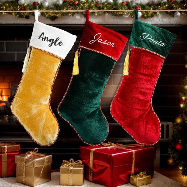 2024 Christmas Stocking, Personalized Embroidered Family Holiday Stockings, Socks With Tassels, Gift - image 1