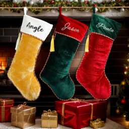 2024 Christmas Stocking, Personalized Embroidered Family Holiday Stockings, Socks With Tassels, Gift